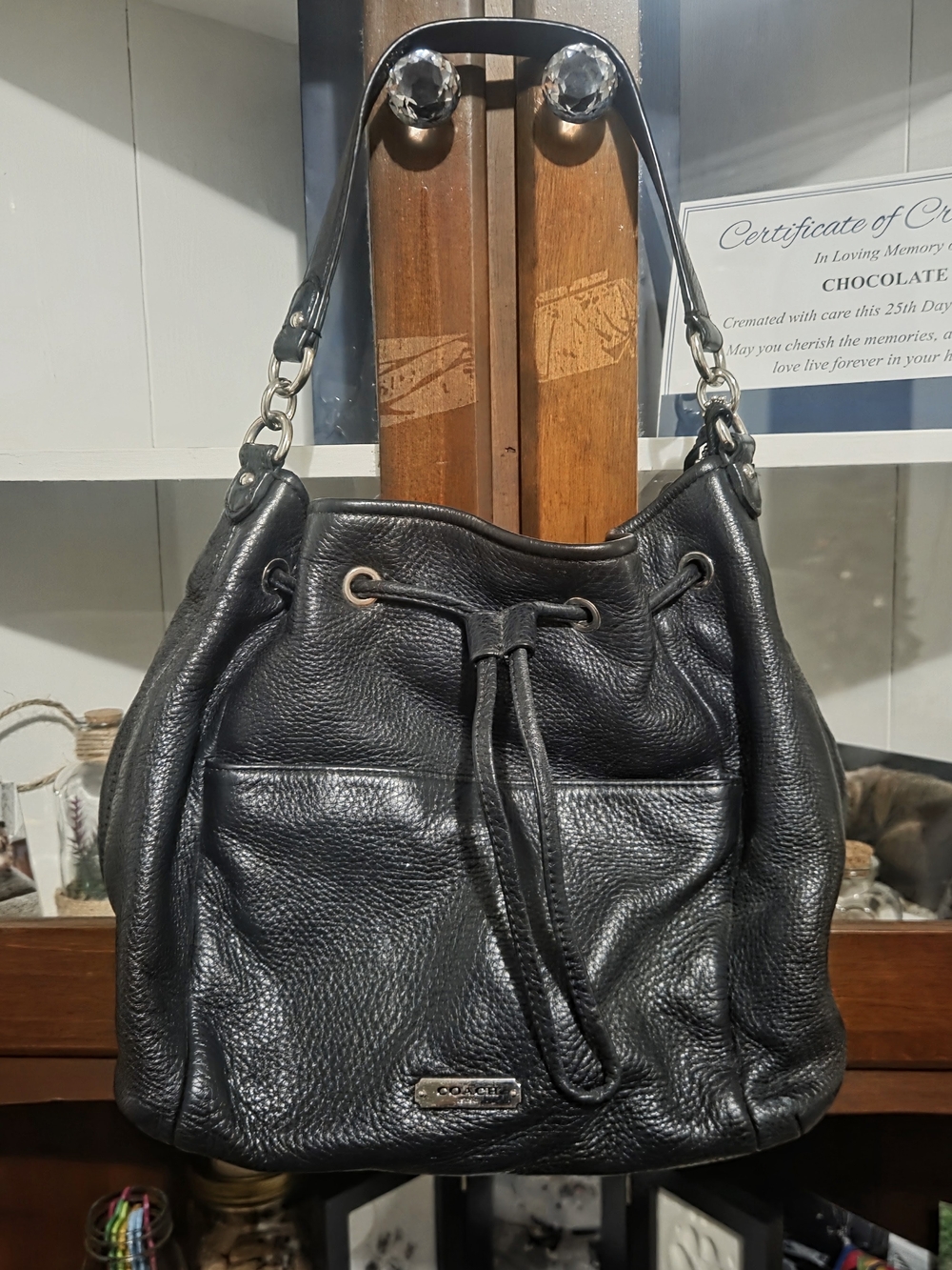 Vintage Coach Avery Black Leather Shoulder Bag